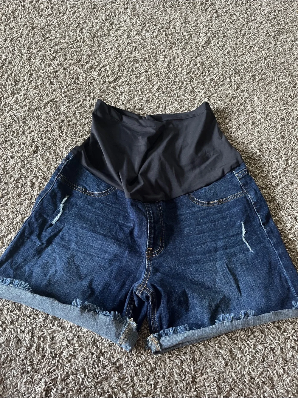 Maternity Dark Blue Denim Shorts